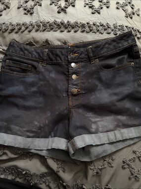 George Black Washed Button-Front Denim Shorts